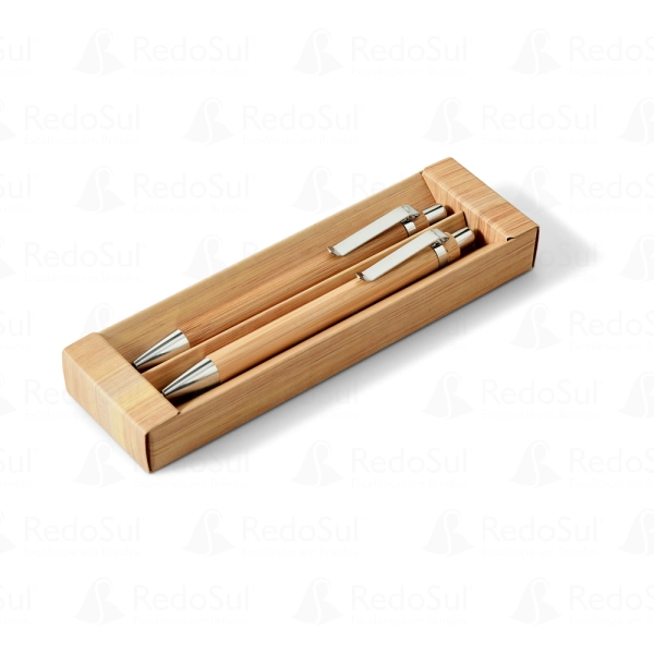 Conjunto de caneta e lapiseira de bambu personalizados Conjunto de caneta e lapiseira de bambu personalizados